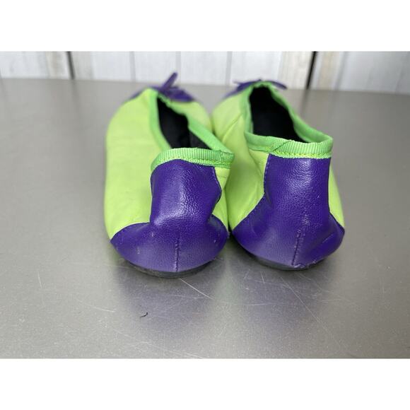 Nina Neon Leather Green Purple Slip On Flats Made in Spain Size 8.5 - Picture 4 of 5